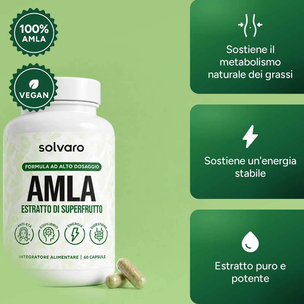 Capsule di Amla Solvaro, flacone da 60 capsule