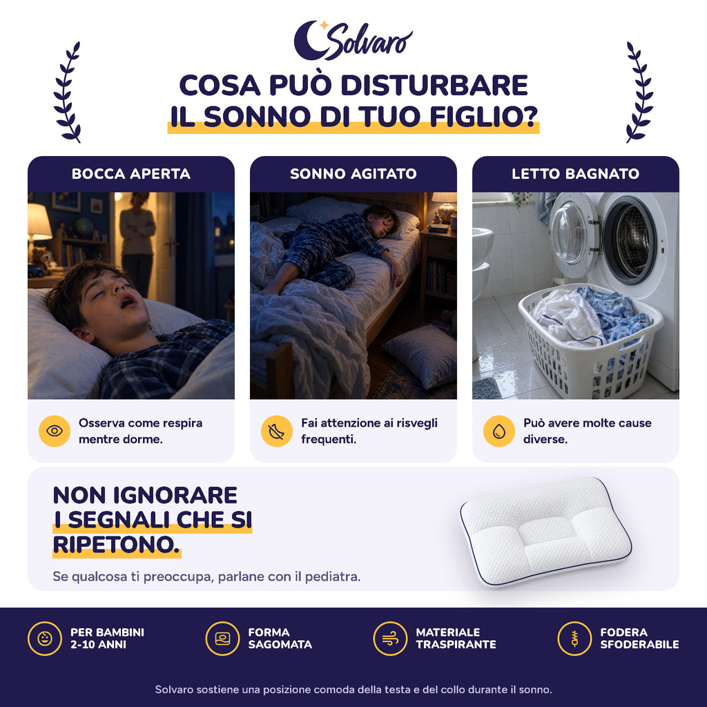 Cosa può disturbare il sonno di tuo figlio: bocca aperta, sonno agitato, letto bagnato